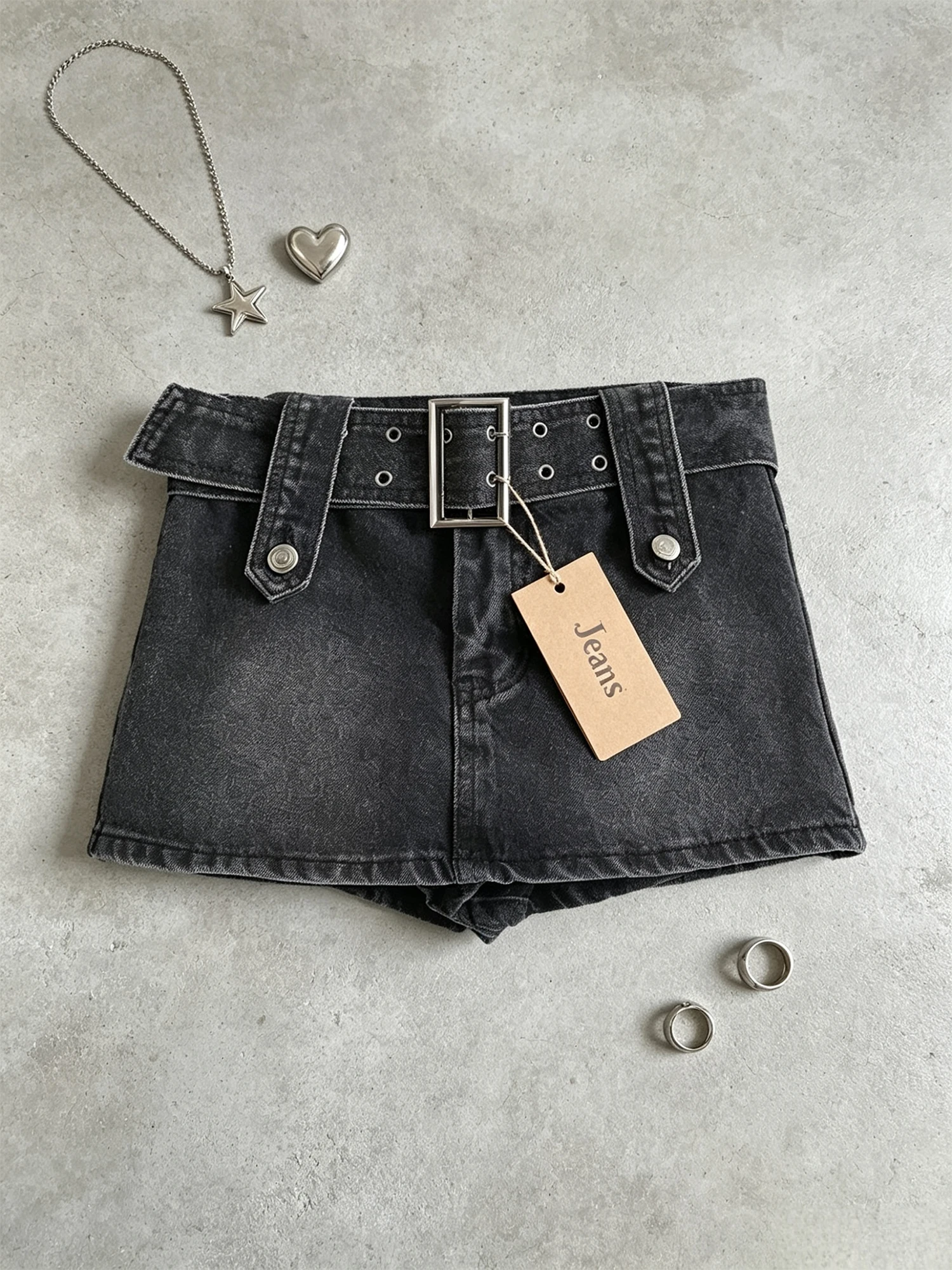 Women's Black A-Line Denim Shorts Skirt Y2K Gyaru Vintage Mini Cowboy Skirts Korean Style High Waist Jean Skirt for Women Summer