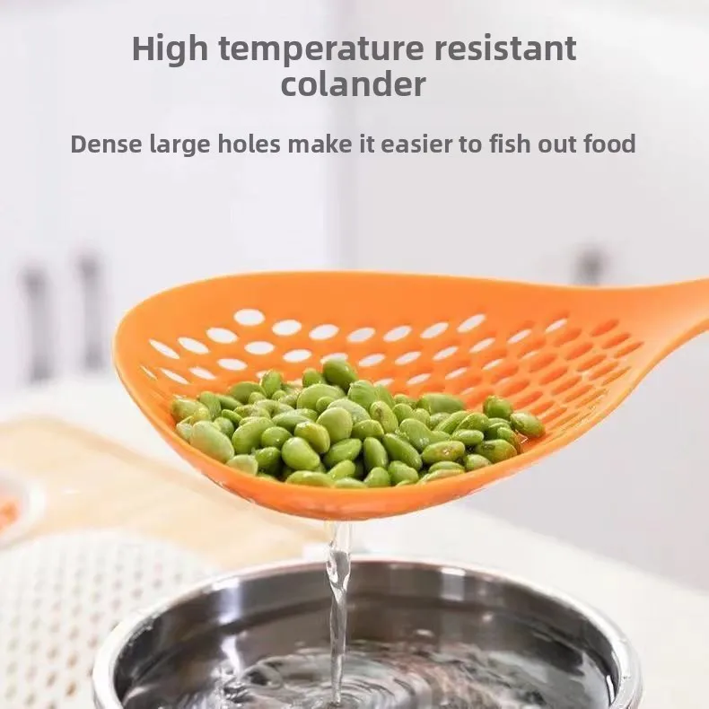 Large colander, fishing safety, nylon material, noodle spoon, long handle, thickened spoon