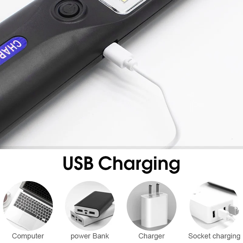 LED Flashlight Work Light USB Rechargeable Magnetic Emergency Work Lamp Hanging Car Inspection Repair Handheld Camping Lantern