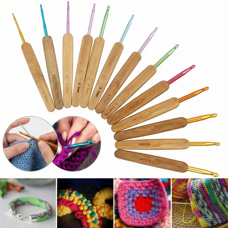 9Pcs Bamboo Crochet…