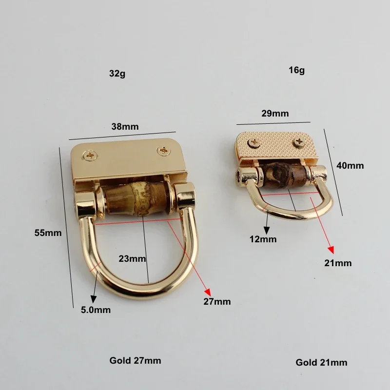 Nature Bamboo Metal Connector Hanger For Handbag Purse Shoudler Belt Bags Side Clip Pin Buckle Decorative Hardware Accessories