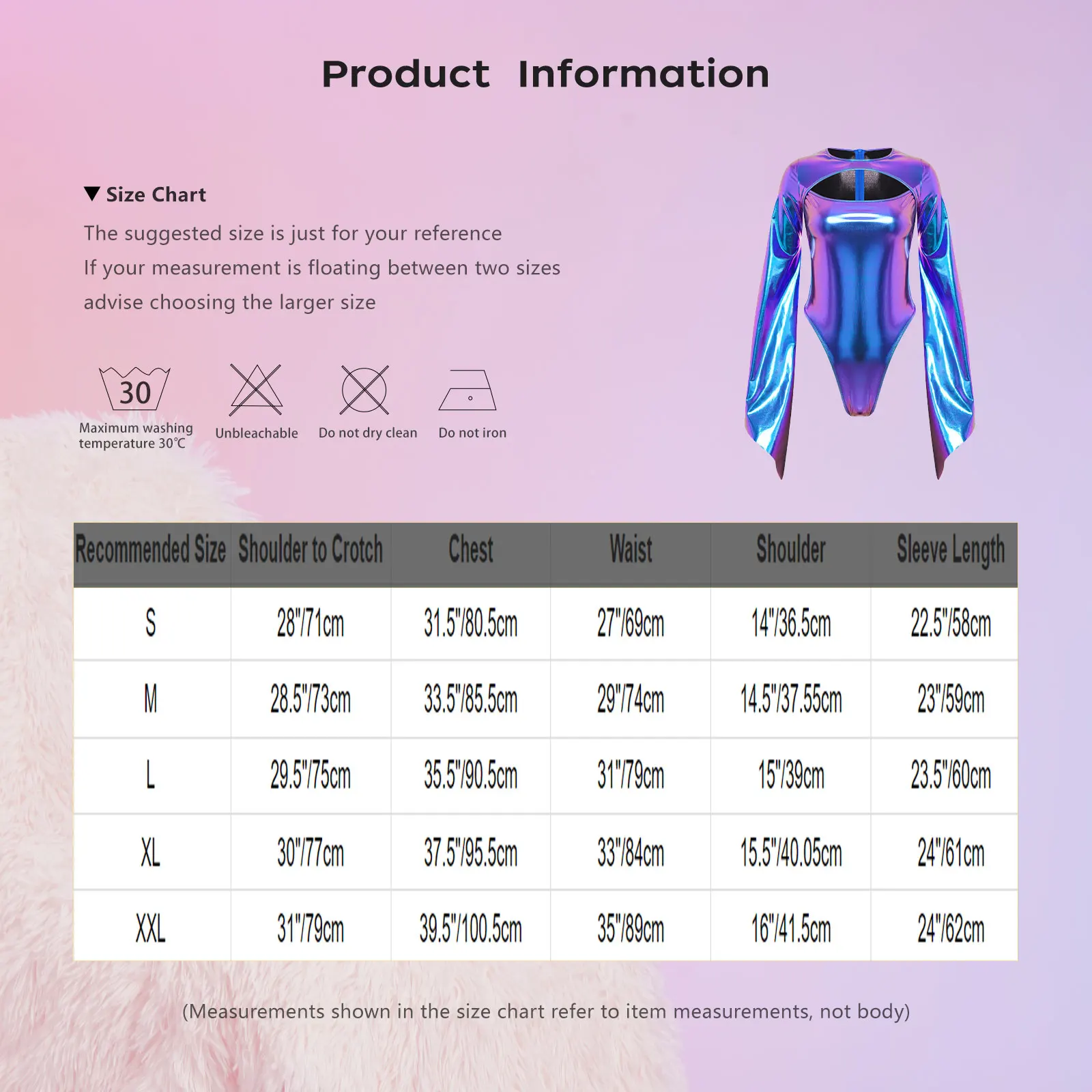 ผู้หญิง METALLIC Leotard แขนยาว SLIM FIT เสื้อบอดี้สูทซิป Cutout ด้านหน้าธีมฮาโลวีน PARTY Carnival RAVE Club เครื่องแต่งกาย