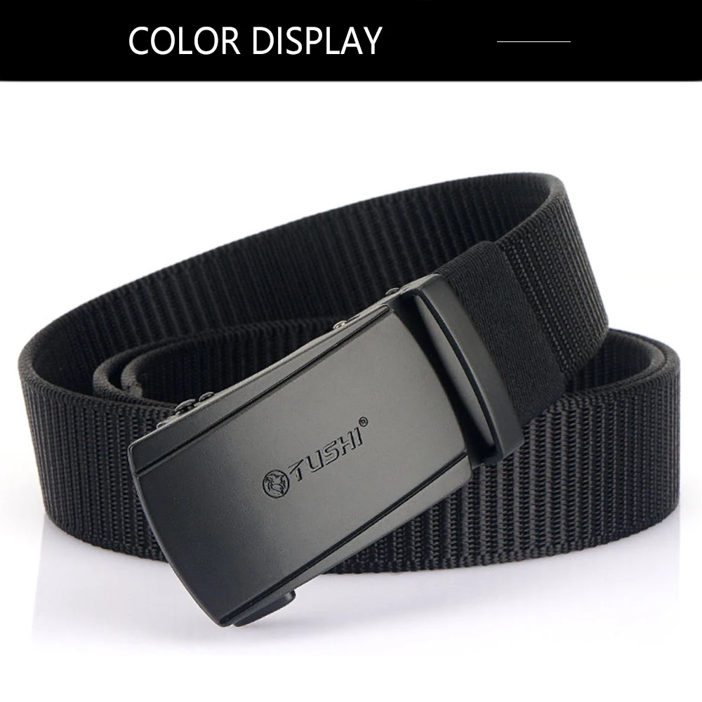 TUSHI New Tactical Belt Metal Automatic Buckle Quick Release Belt Alloy Casual Tooling Training Belt Men's Trousers Outdoor Belt