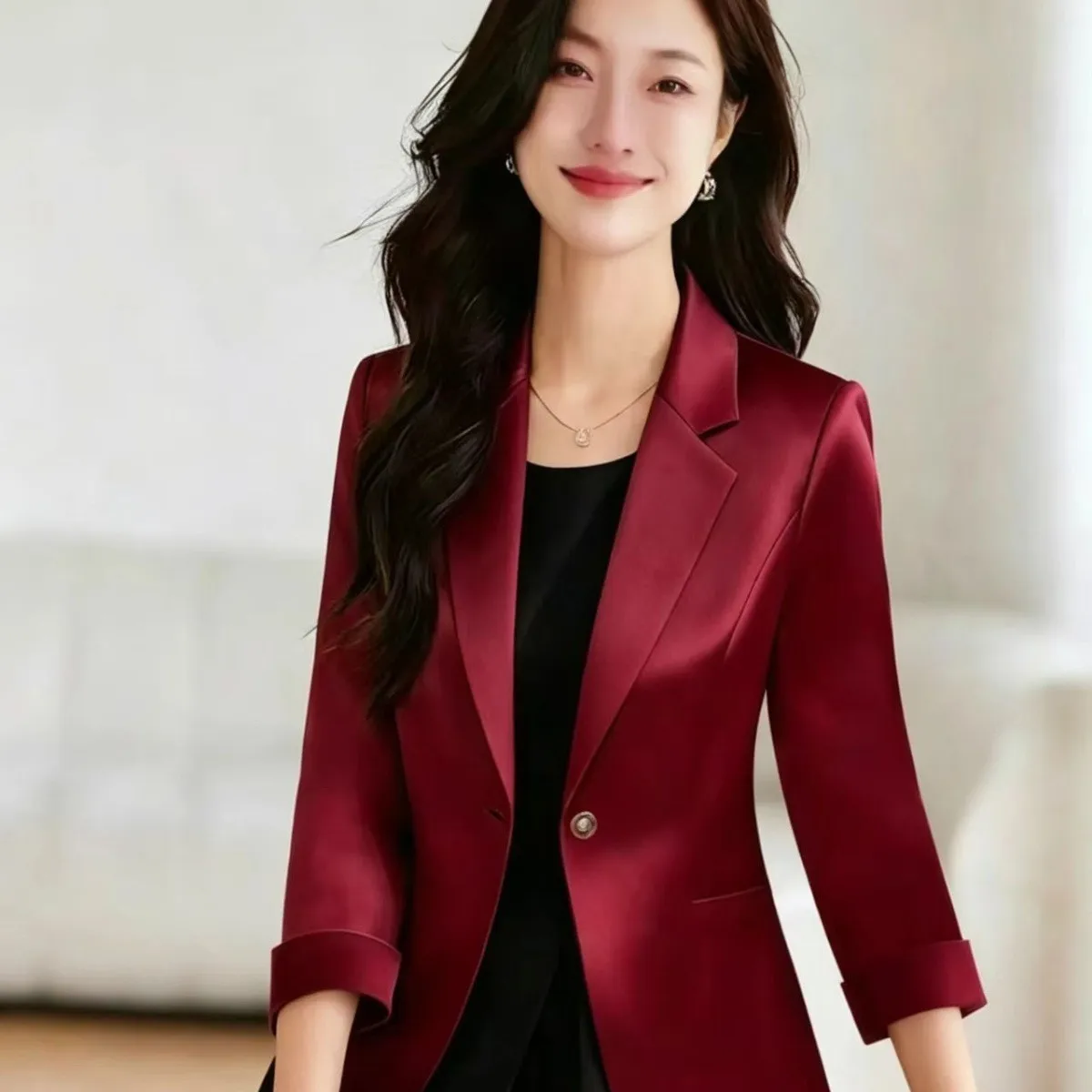 Blouse Women's Summer Notched Collar Blazer Short Sleeves Lightweight Cropped New Minimalist Casual Niche Versatile Distinctive