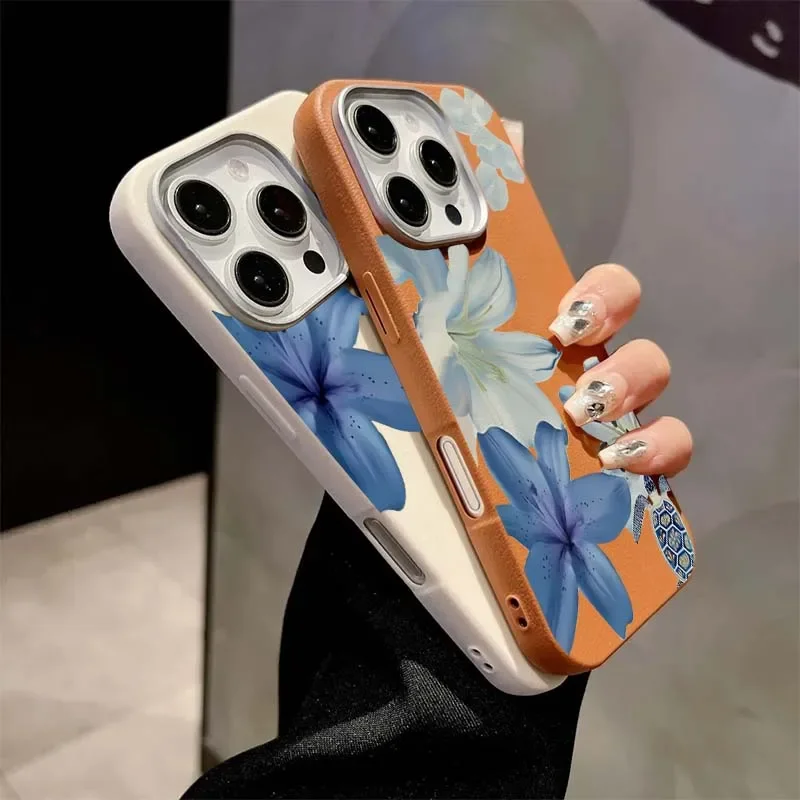Elegant Blue Lily Fashion Pattern Phone Case For Redmi 11 12 13 14 4G Xiaomi Redmi Note 10 11 12 13 14 Pro 5G 14C 13C 15C Cover view 3