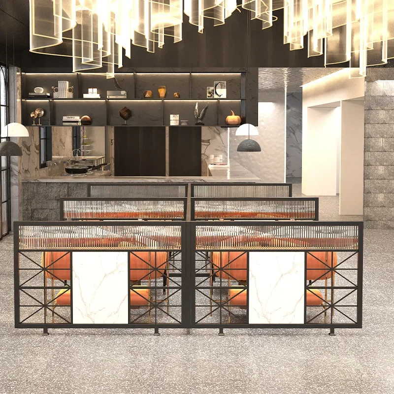 شاشة من الحديد المطاوع للمطاعم، مقعد بطاقة حائط منخفض التقسيم فاخر، سياج زجاجي، شبكة