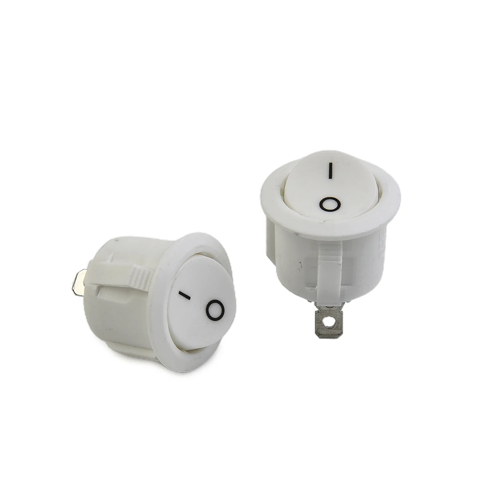 Camper Van Rocker Switches Caravan Boat Mini Motorhome ON-OFF Round Snap-In Terminal White 2 Stalls 6A250V New