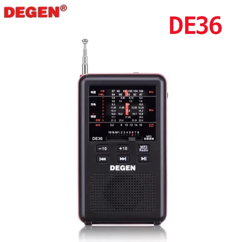 Degen DE36 FM/MW/SW Radio DSP Digital Tuning Receiver Portable Radio TF Card Music Play