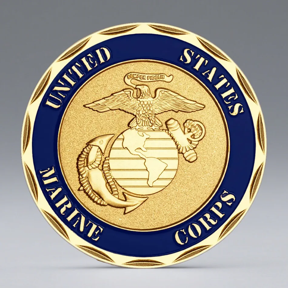 Fighting Fourth US Challenge Coins Golden Plated United States 4th Marine Division Souvenir Coin Home Decoration