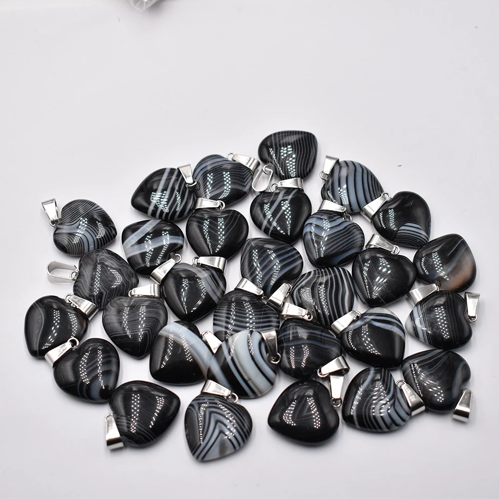 

Wholesale 30pcs/lot fashion good quality natural stripe onyx heart shape charms pendants for jewelry making 20mm free shipping