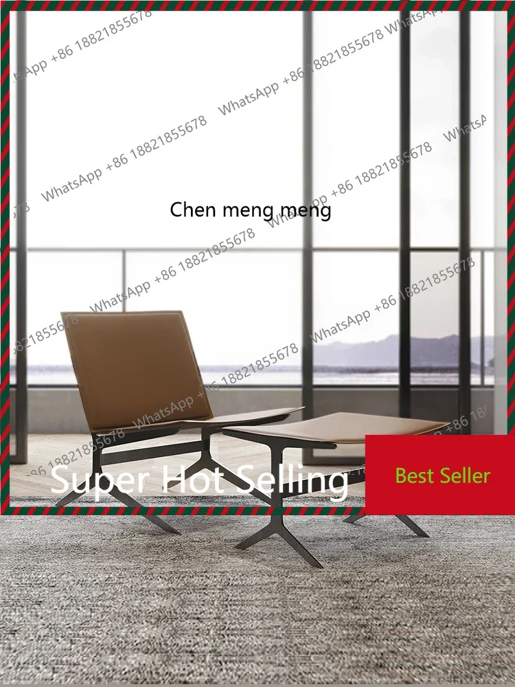 Italian Minimalist Living Room Couch Stainless Steel Leisure Chair with Pedal Lazy Bone Chair