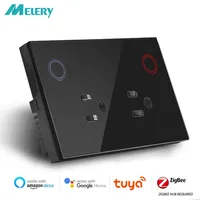 Melery Zigbee Tuya US Electrical Plug Outlet Smart Wall Power Monitoring Socket Glass Panel Wireless Remote by Alexa Google Home