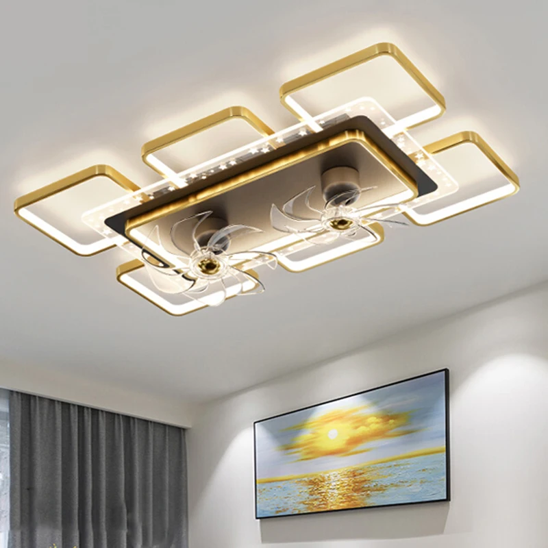 Modern ceiling lamps bedroom folding Ceiling fan ceiling fan with led light and control ceiling lamp for living room lighting