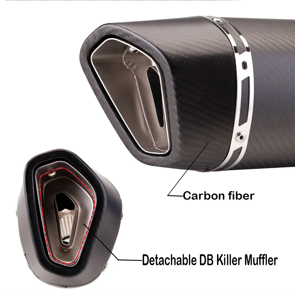 51 مللي متر العالمي الانزلاق على دراجة نارية GP sc العادم ألياف الكربون الهروب الخمار لكاواساكي Z900 FZ6 RC390 S1000XR