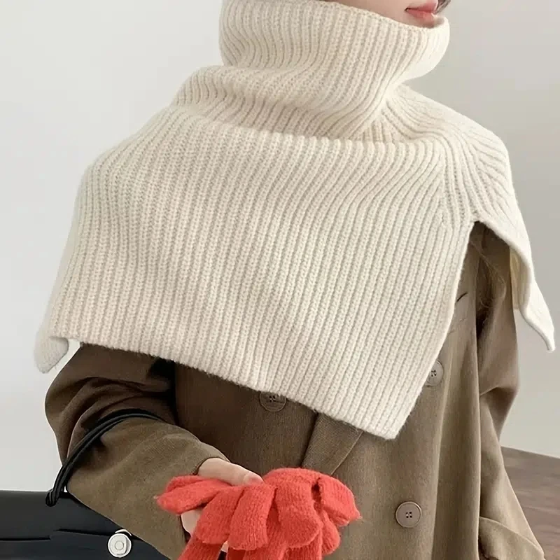 Solid Color Women Knitted Scarf Fashion Pullover Shawl Scarf Sweater Woolen Scarves Ladies Crochet Neck Shoulder Warmer