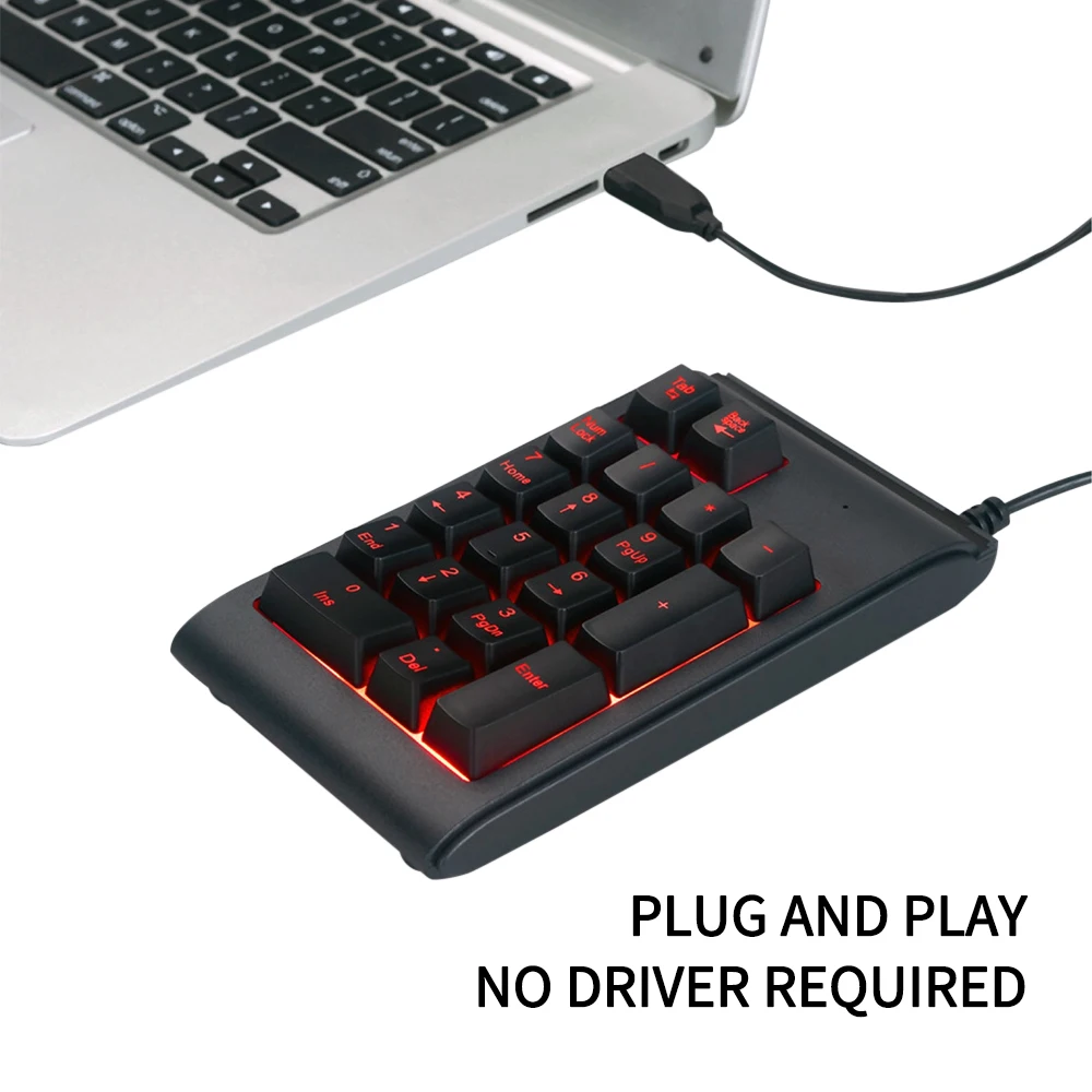 

USB-клавиатура с цифровым блоком и RGB-подсветкой, 19 клавиш, мини-клавиатура для ноутбуков, планшетов, бухгалтерских расчетов