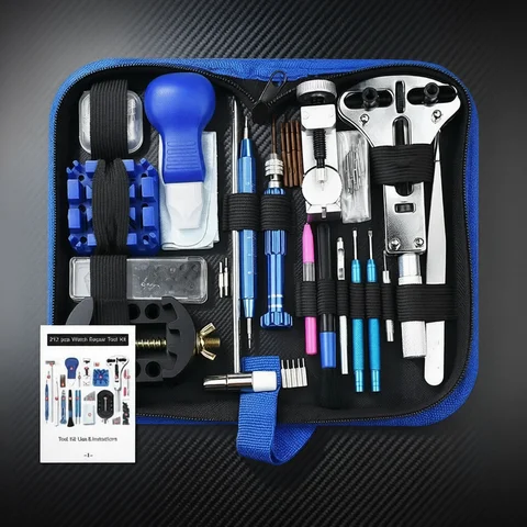 212pcs Watch Opener Repair Tool Kit Clock Pry Knife Screwdriver Pin Hammer Set Watchmaker Band Link Clockmaker Accessory