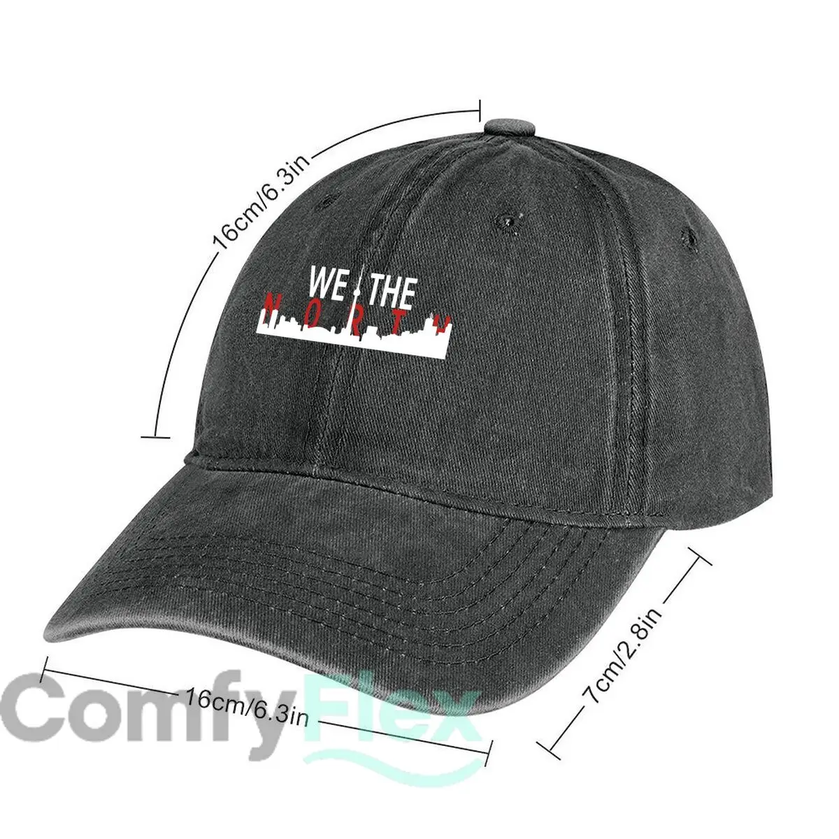 “NORTH” Text Unisex Washed Baseball Cap Distressed Denim Hats Classic Outdoor Run