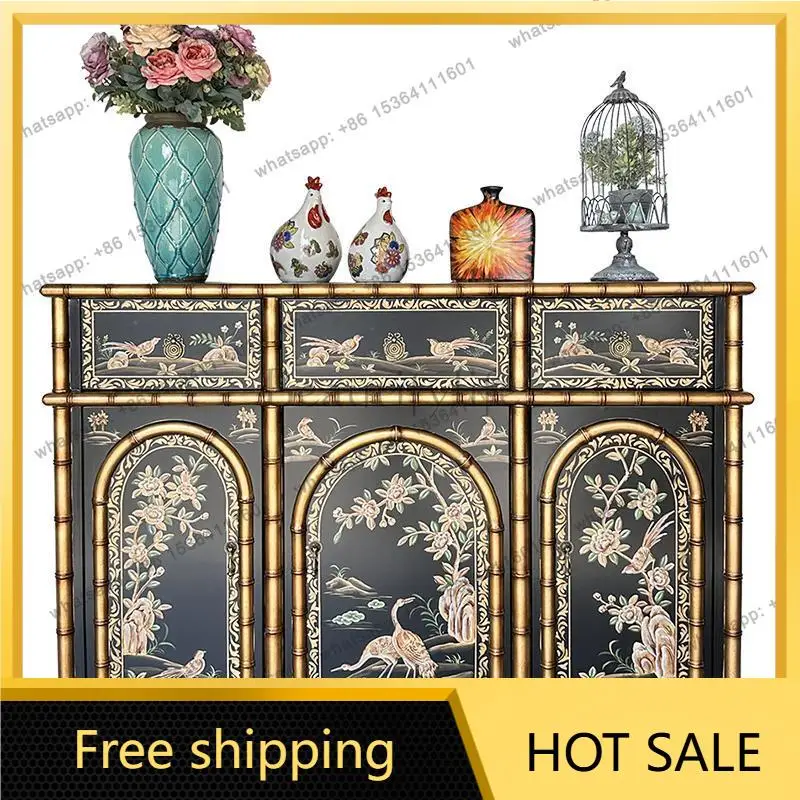 XX. Chinese neoclassical entrance cabinet American hand-painted side cabinet