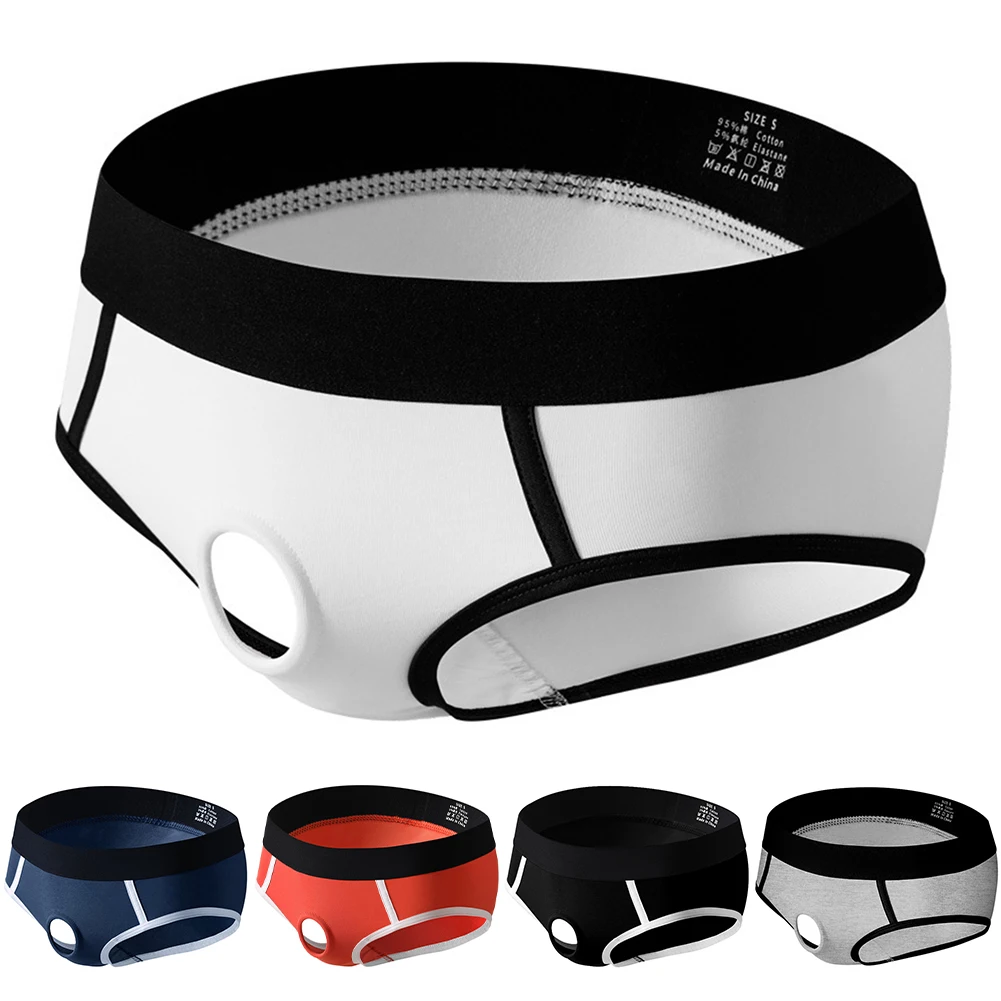 ملابس داخلية قطنية للرجال مع فتحة حقيبة بحلقة أمامية وسراويل داخلية بتصميم صلب لتجربة قابلة للتنفس