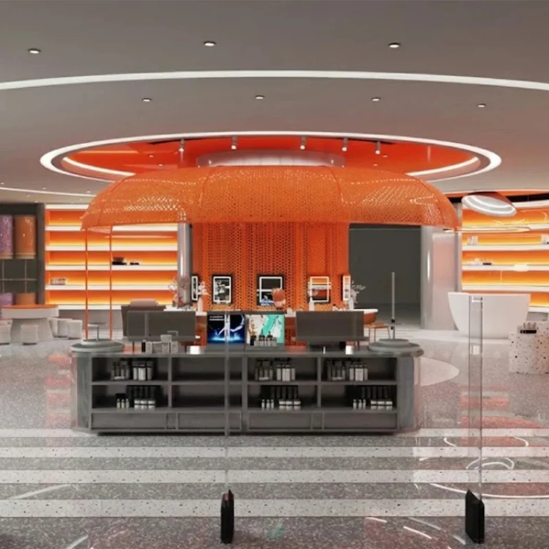 

Customize.Store Design Cosmetics Middle Display Rack Perfume Bar Counter Display Showcase Display Cabinet with Light