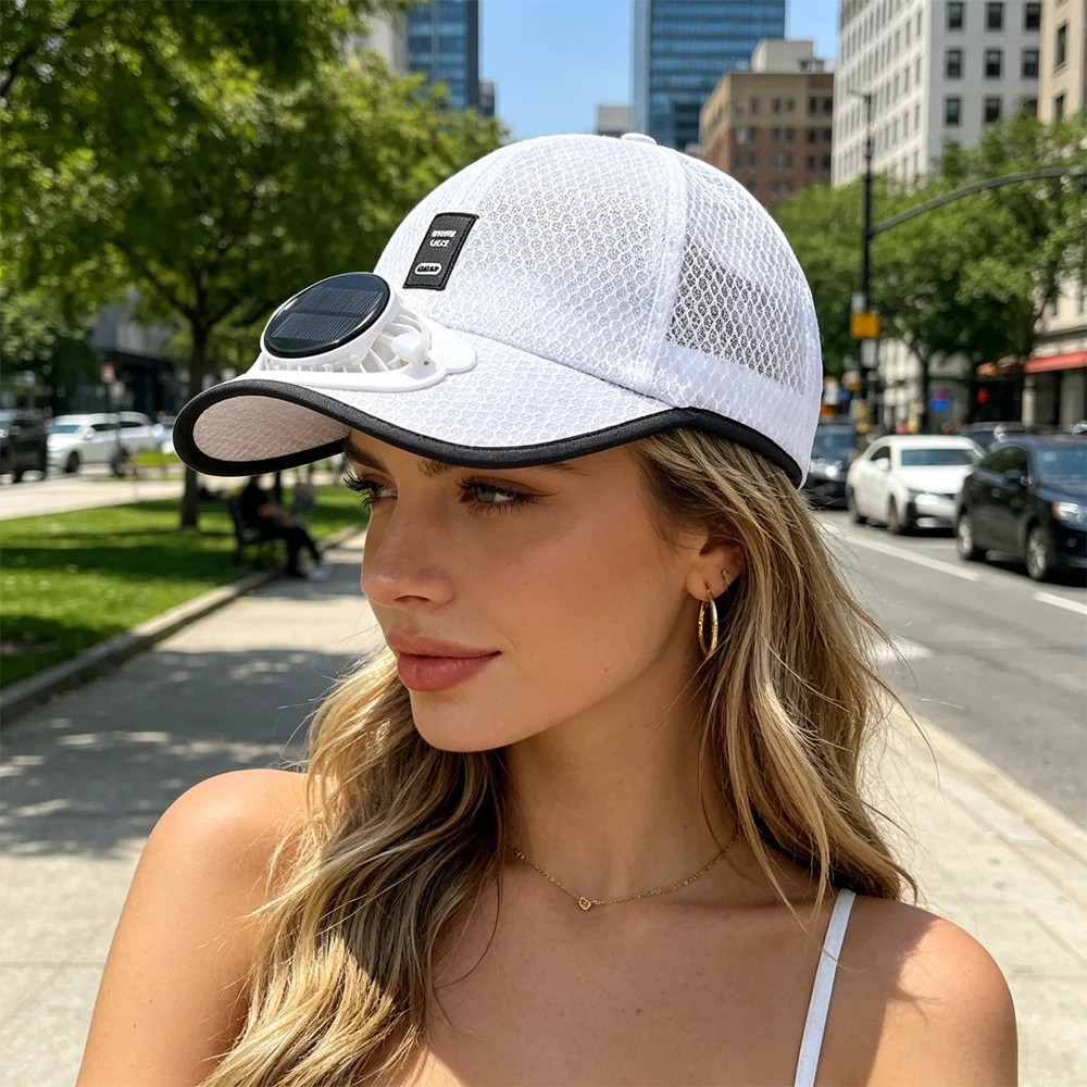 Hands-Free Cooling Baseball Cap with Solar-Powered Fan, USB Rechargeable 3 Speed Wind Sun Hat for Outdoor Hiking Fishing Travel