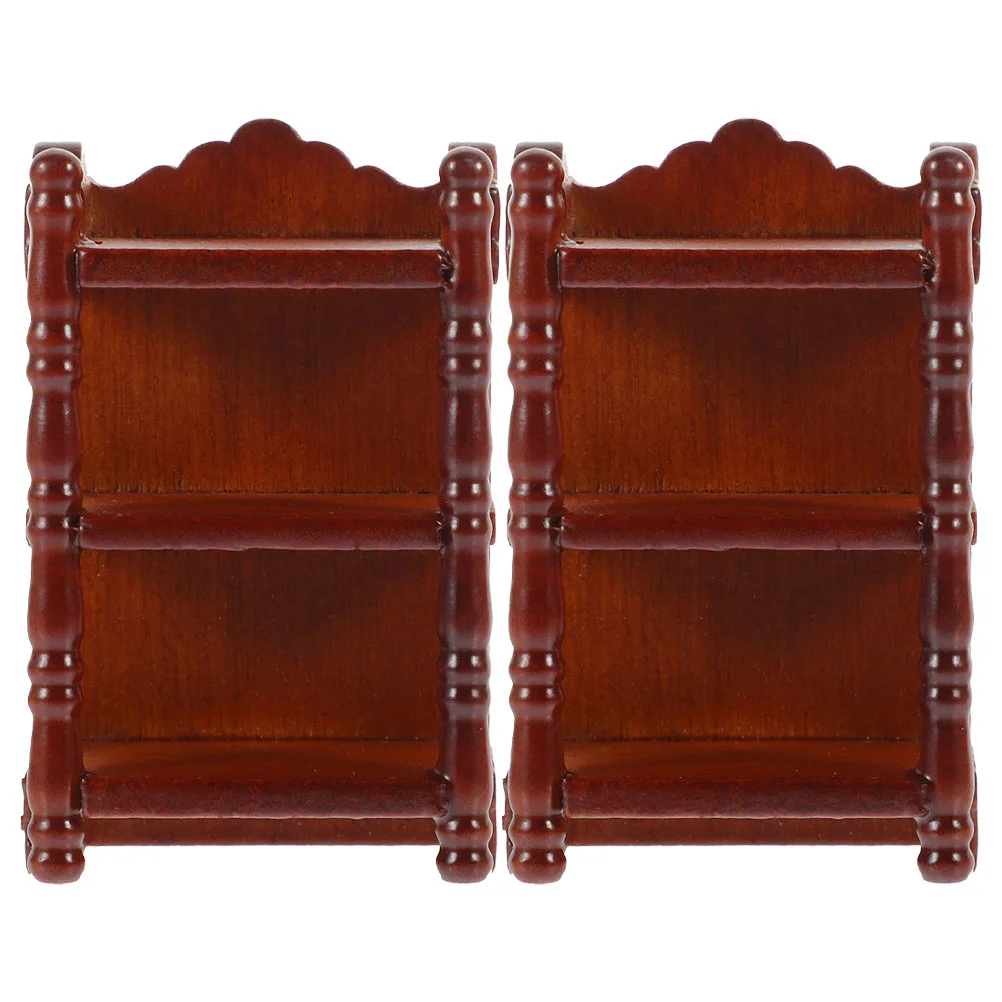 2 Pcs Pocket Creative Furniture Decorations Nightstand Wooden Mini House Supplies