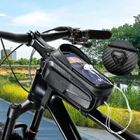 Bike Bag Frame Front Tube Cycling Bag 2L Bicycle Waterproof Phone Case Holder Touchscreen Phone Holder Bag Accessorie