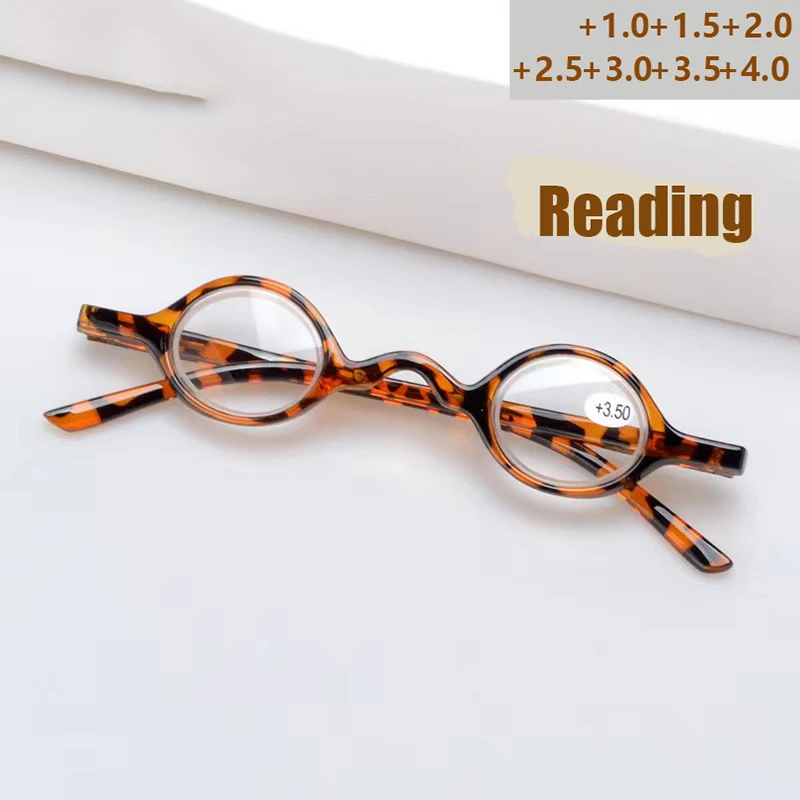Neue personalisierte Mini-Retro-Lesebrille mit kleinem rundem Rahmen für Männer und Frauen, modische Federbeine, verjüngte Brille 237
