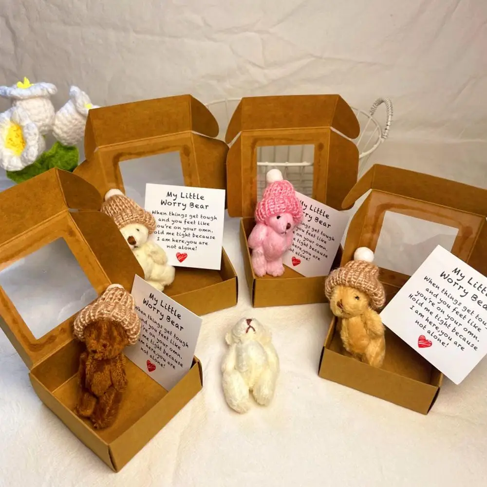 NEU Taschen-Teddybär-Mini-Plüschbären im Karton, kleine Taschenbären mit inspirierender Karte, Sympathie-Geschenke für die Abschlussgeburt