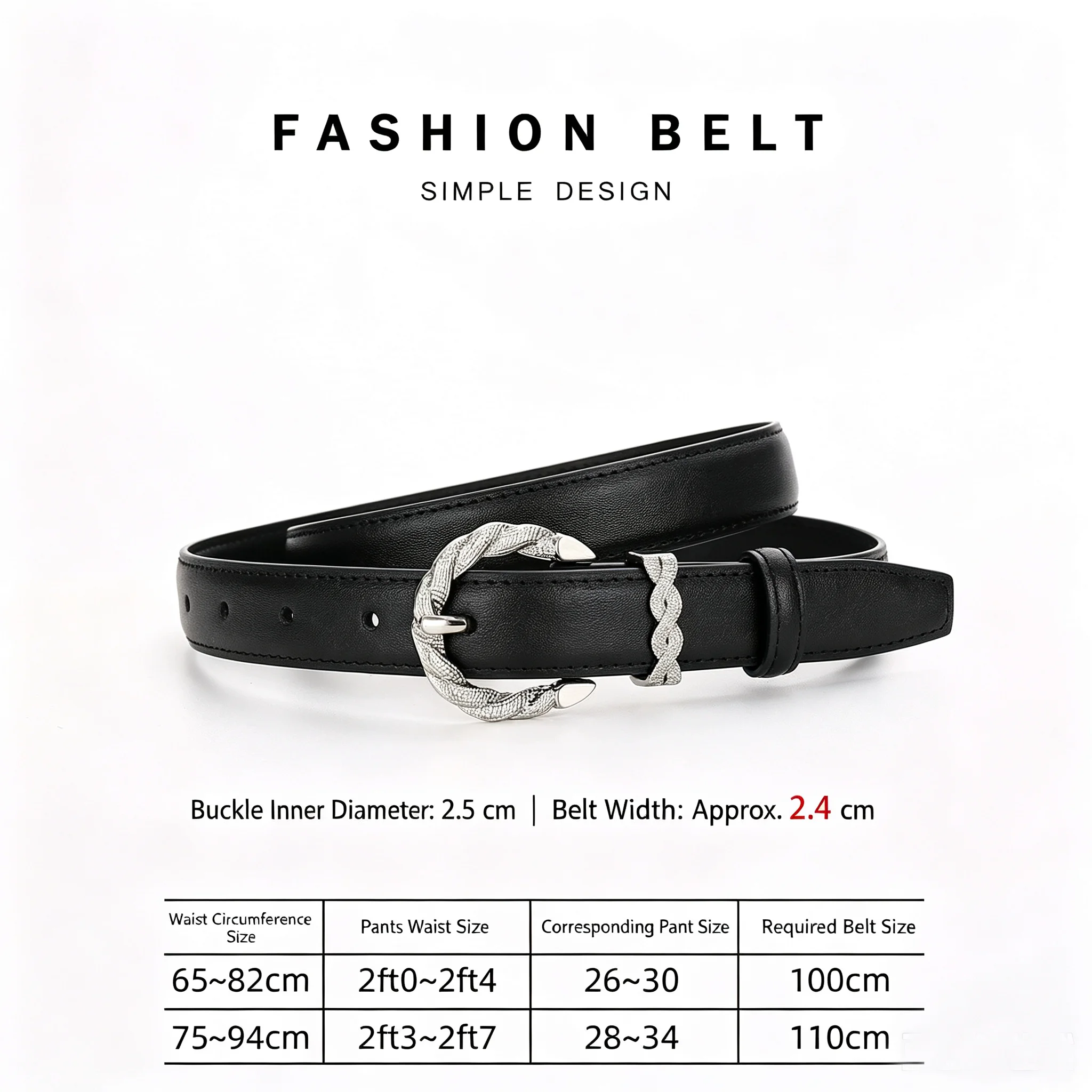 Women Thin Genuine Leather Belt Silver Braided Round Buckle Luxury Casual Decor Waist Belt For Dress Jeans Daily Wear