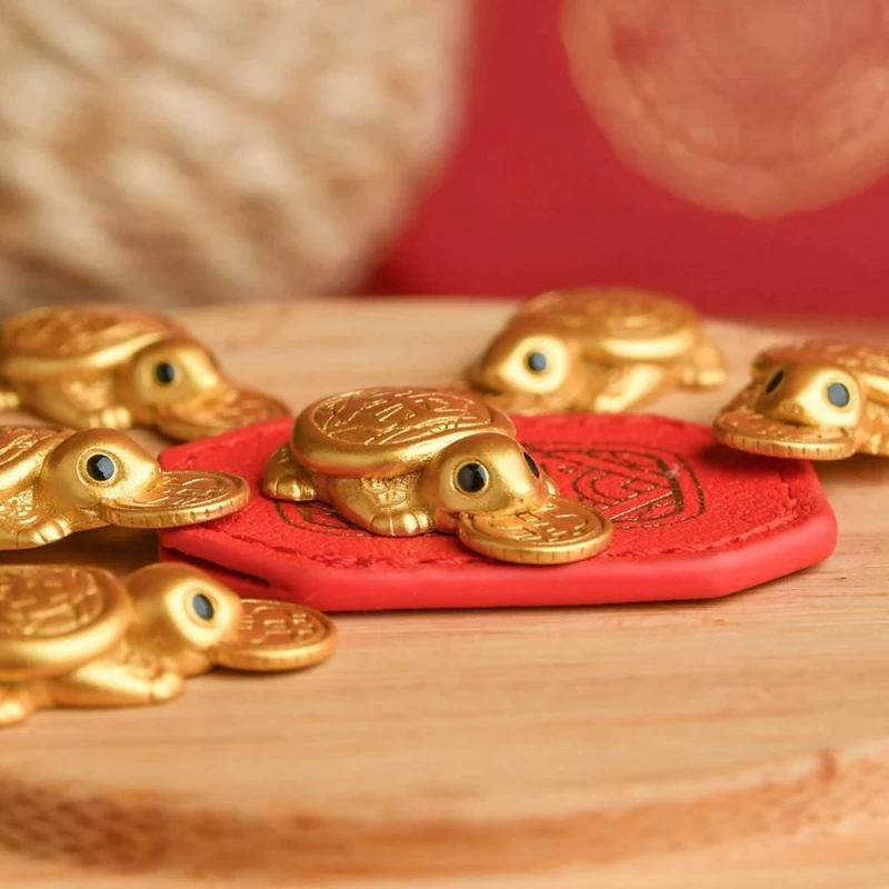 New Feng Shui Golden Money Turtle Lucky Wealth Tortoise Guarding Praying Home Decor Lucky Gift Miserly Turtle