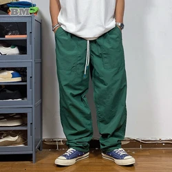 Summer Japanese Streetwear Loose Trendy Straight Cargo Pants Men Clothing Outdoor Thin Casual Trousers Harajuku Joggers Male