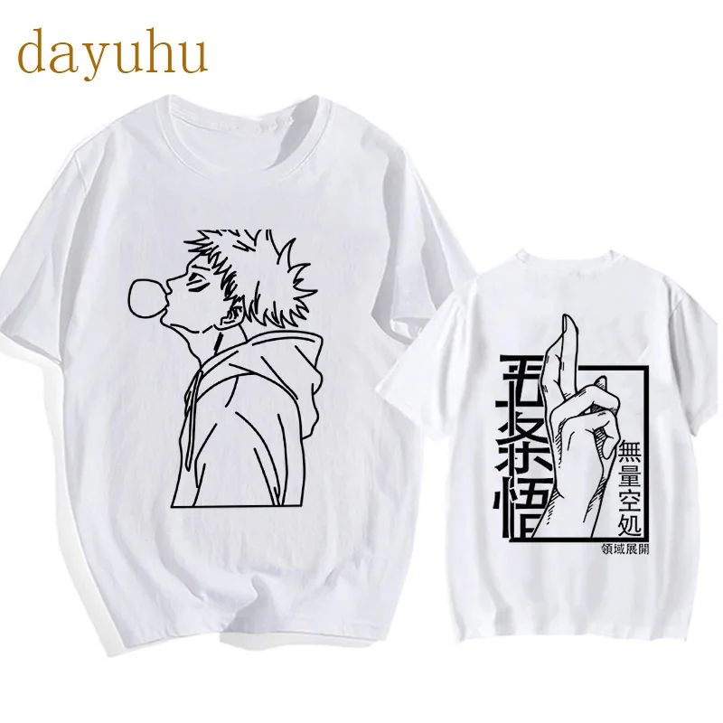 EU Size Japanese Anime Funny T Shirt Jujutsu Kaisen Shirt Gojo Satoru Yuji Itadori T-shirt Gothic Tops Tees Mange Tshirt Y2k
