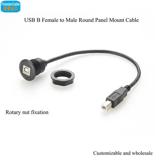 Imagen 2 del producto Cable de extensión convertidor USB B, cable de extensión de montaje en panel redondo USB B de 22mm, Cable de escáner de impresora USB B hembra a macho