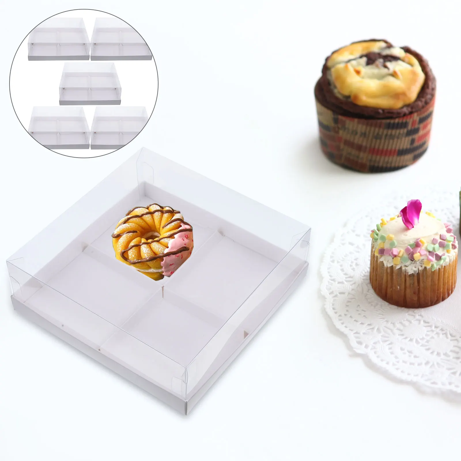 

5 Pcs Sweets Dessert Box Cookie Boxes Small Cake Baking Containers for Biscuits