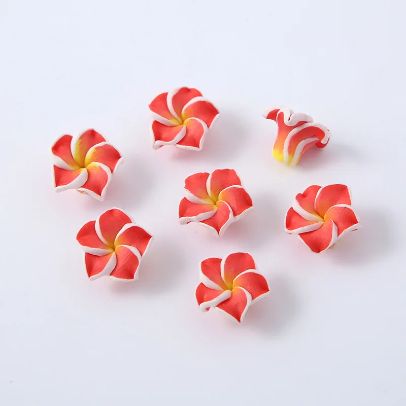 10pcs/lot 15mm Small Clay Plumeria Frangipani Flower Beads Multicolor Mixed Diy Bracelet Hawaii Jewelry Craft Making Accessories