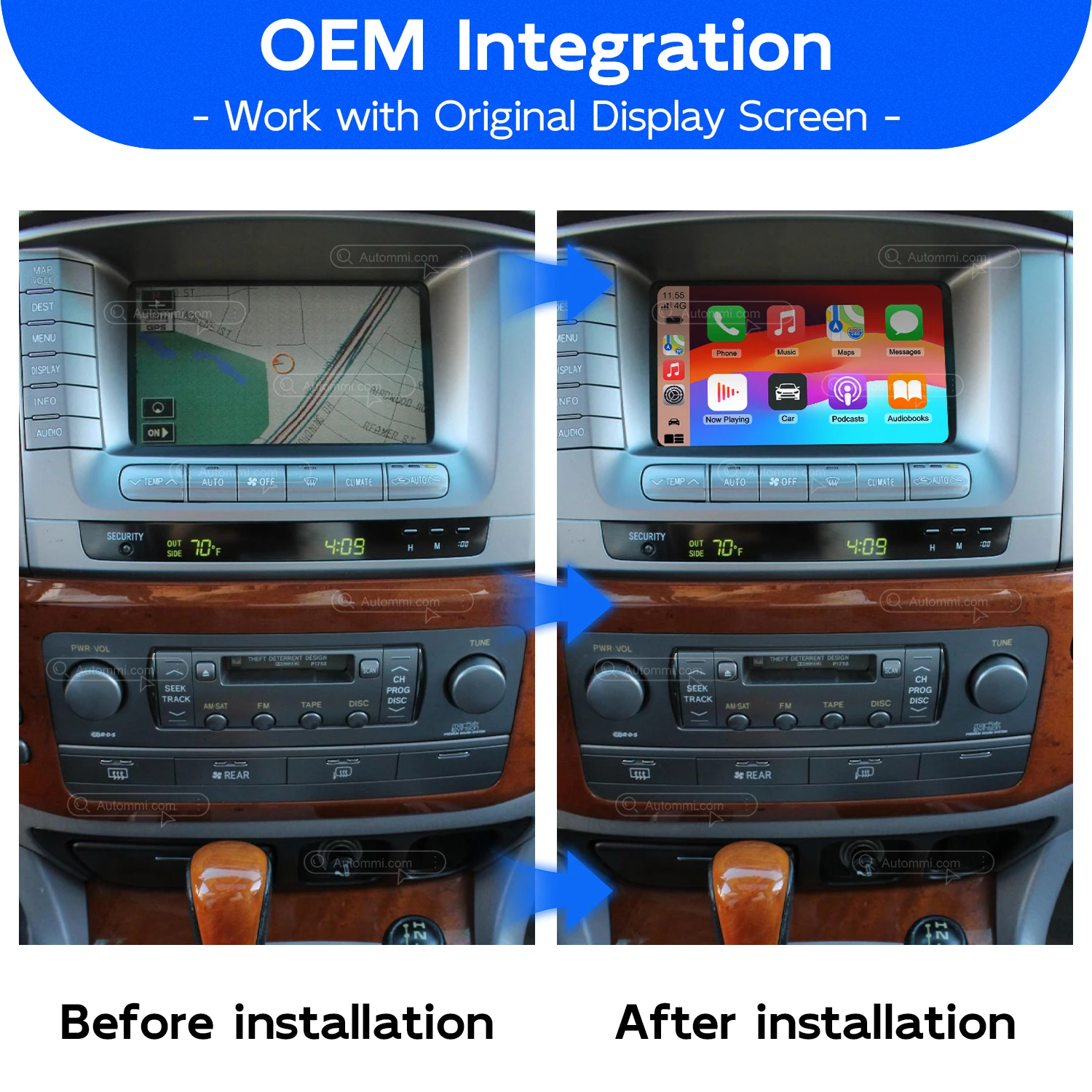 2003 - 2022 LX470 LX550 LX570 Wireless CarPlay Android Auto Decoder Module Interface Kit For Lexus LX470 LX550 LX570