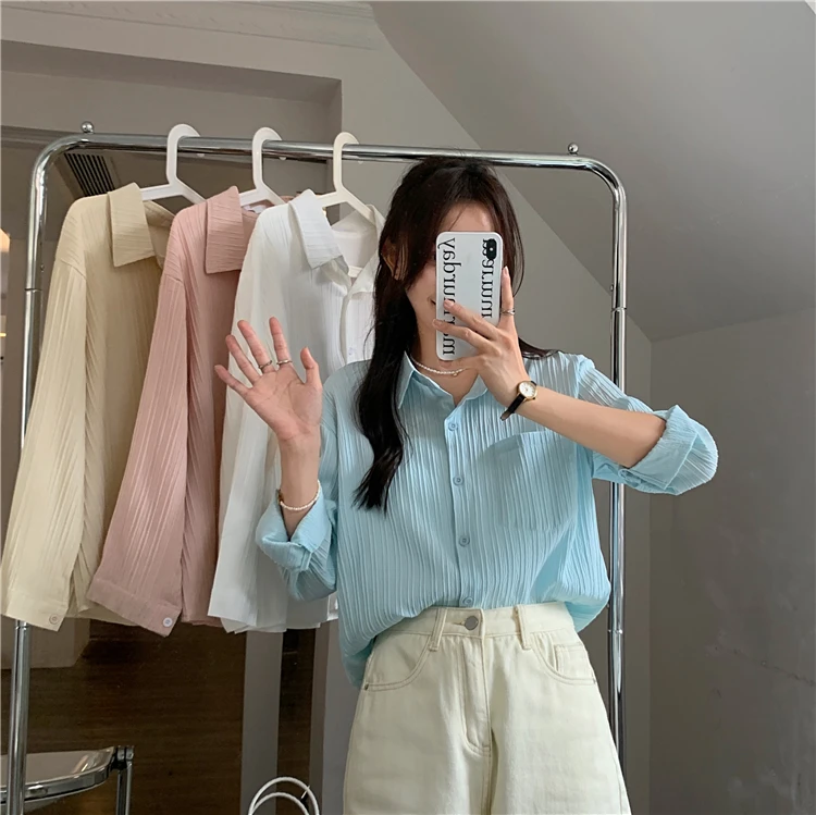 

4Colors 2024 Summer women's Blouse Korean style Sun Protection Thin shirts women outwear Long sleeve Coats tops(mj5862