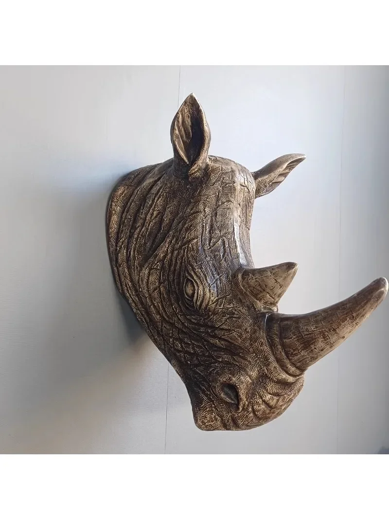 Rhino head ornament town house retro pendant wall hanging handicraft deer head wall hanging animal resin blessing