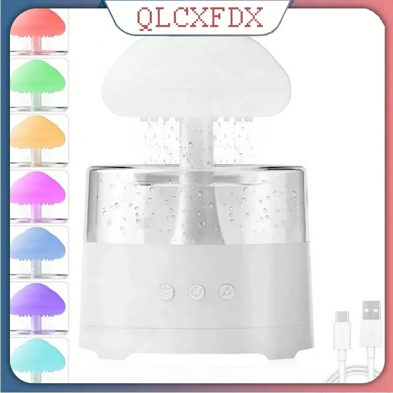 Bluetooth Music Cloud Rain Humidifier Household Small Mini Desktop Rain Sound Sleep Night Light Atmosphere Seven-color Gradient