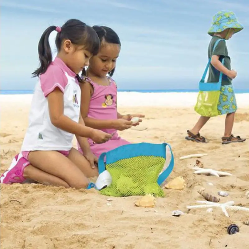 New Foldable Portable Beach Toy Storage Bag Children Sand Digging Tool Mesh Bag Grid Modern Simple Style
