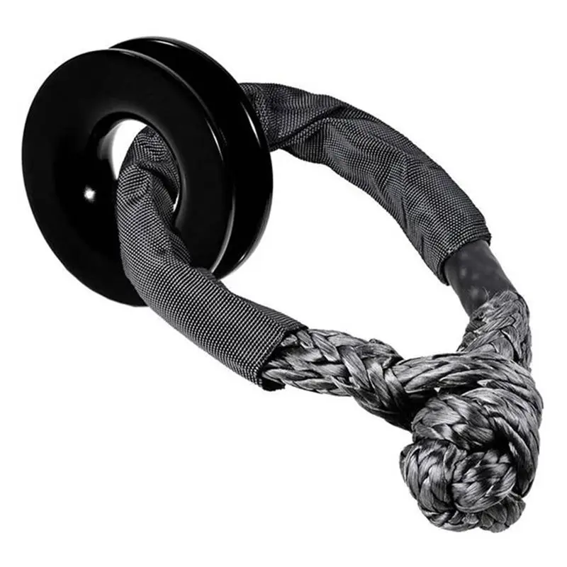 1/2 Inch Synthetic Shackle Winch Rope + Recovery Snatch Ring For ATV UTV SUV Off-Road Towing Truck 4X4 Boat Marine Black
