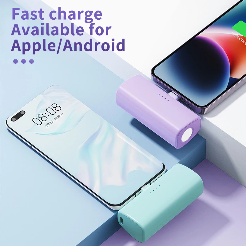 Newest Products Mini Emerg Chargeur 5000mah Power Bank Portable PowerBank for Travel Capsule Battery