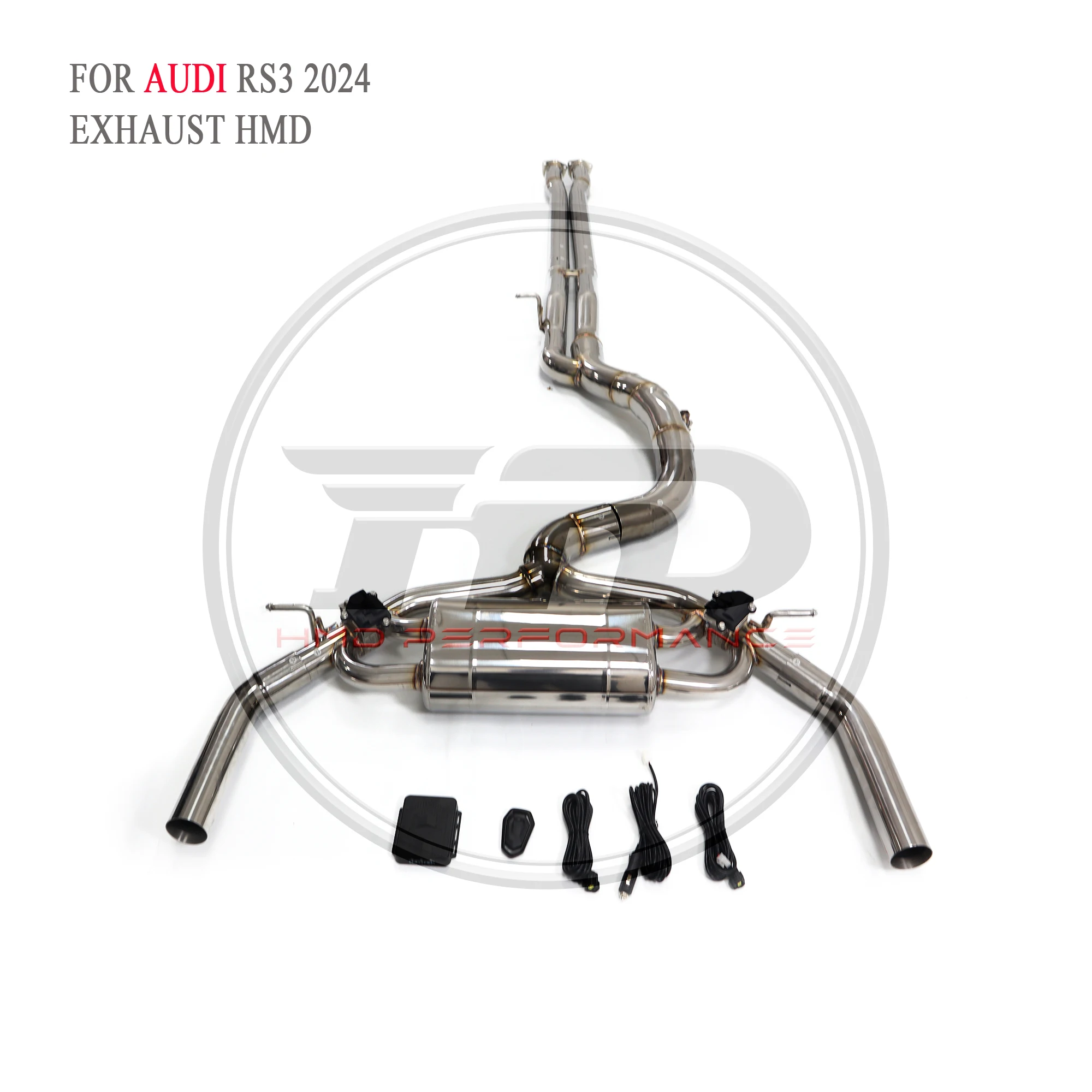 Escape HMD de aço inoxidável com desempenho Catback para silenciador Audi RS3 2024 com válvula eletrônica personalização exclusiva
