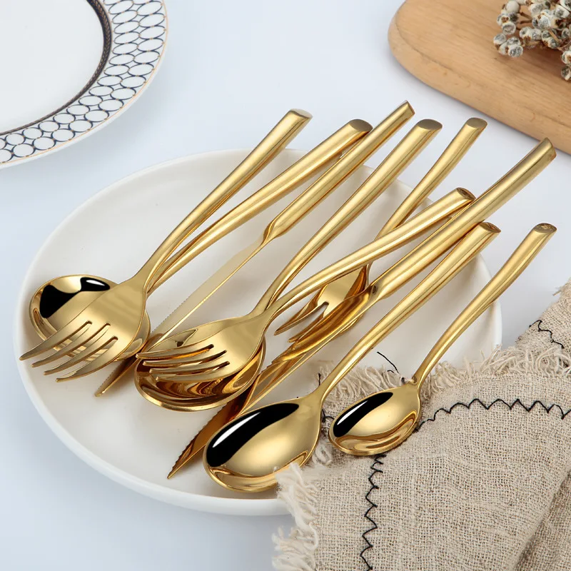 Golden Cutlery Set 304 Stainless Steel Dining Table Set Dinnerware Set Spoon and Fork Set Utensil Set