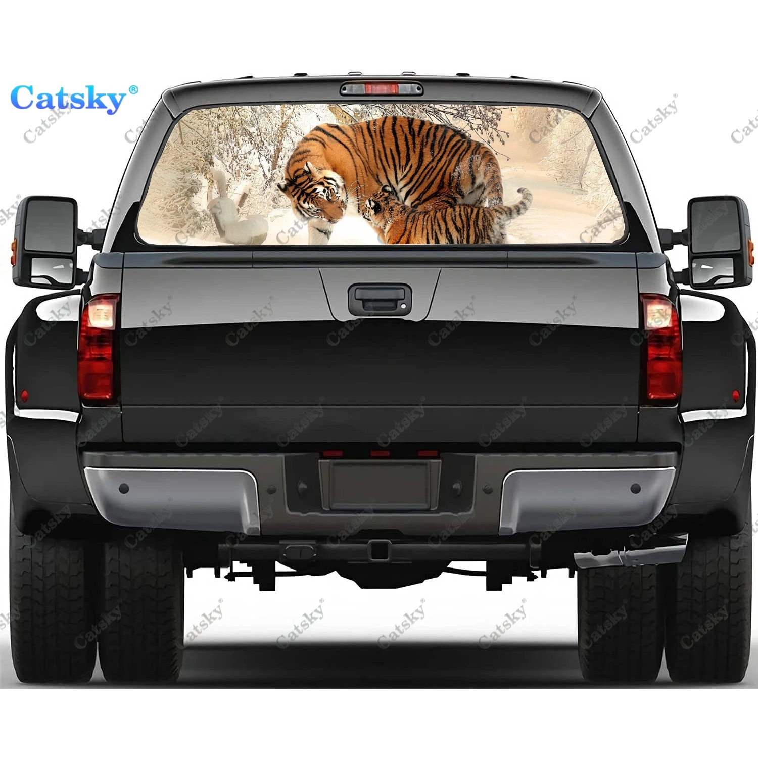 

Tiger Glowing Eyes Rear Window Decals for Truck,Pickup Window Decal,Rear Window Tint Graphic Perforated Vinyl Truck Sticker