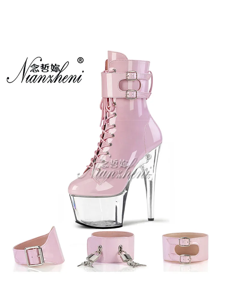

Stripper Heels Lace Up 6Inches Three Wear Platform Boots 8Inches Sexy Fetish Shoes Nightclub Pole Dance Models Show Party Fashio