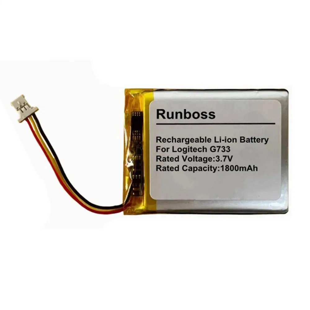 New 3.7V 1800mAh Replacement Battery with 3 Wire Plug for Logitech G733 LightSpeed Wireless Game Headset Headphones
