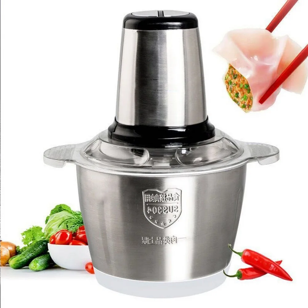 300W Stainless Steel 2L Large Capacity Electric Chopper Meat Grinder Mincer Food Processor Kitchen Tools